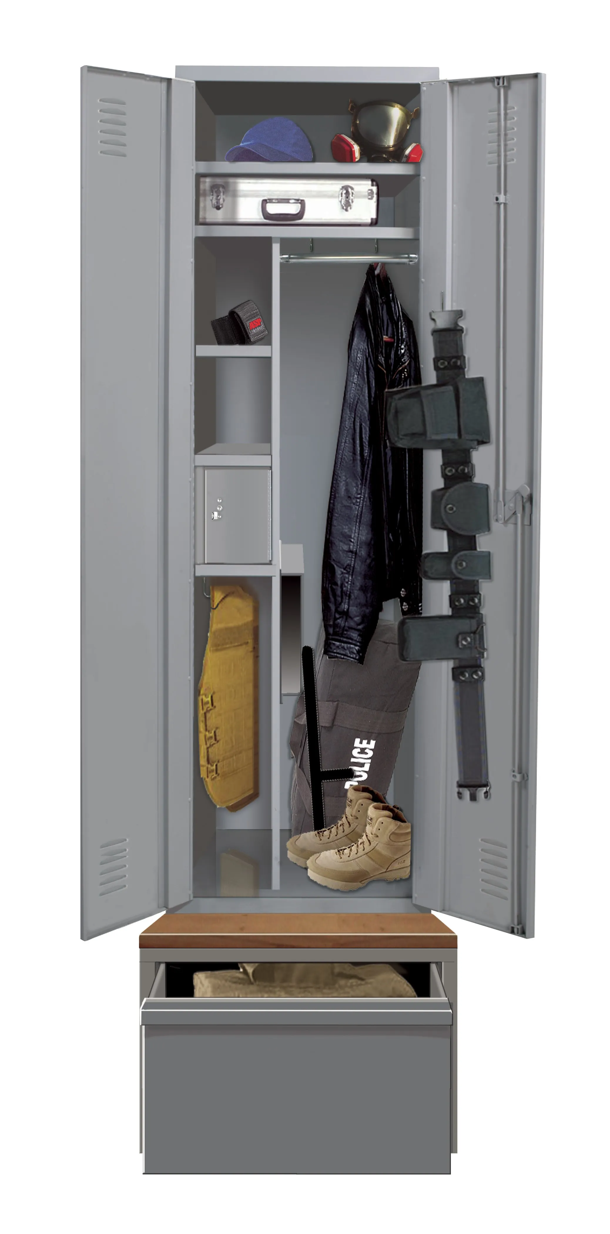 Emergency Response Gear Lockers With Seat