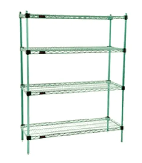 Quad Adjust Green Epoxy Wire Shelving