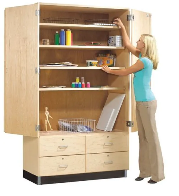 Tall Storage Cabinet with Bottom Drawers