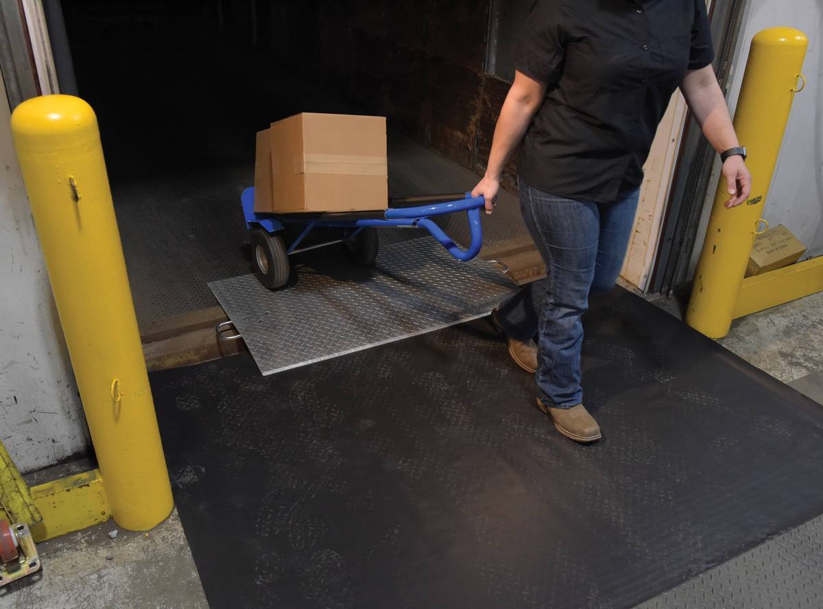 aluminum dock plate in use