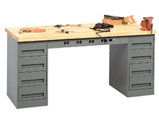 Two Drawer Workbench with Hardwood Work Surface