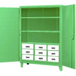 Nine Drawer Green Steel Cabinets