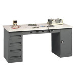 One Drawer Cabinet and One Door Cabinet Workbench with Laminate Top
