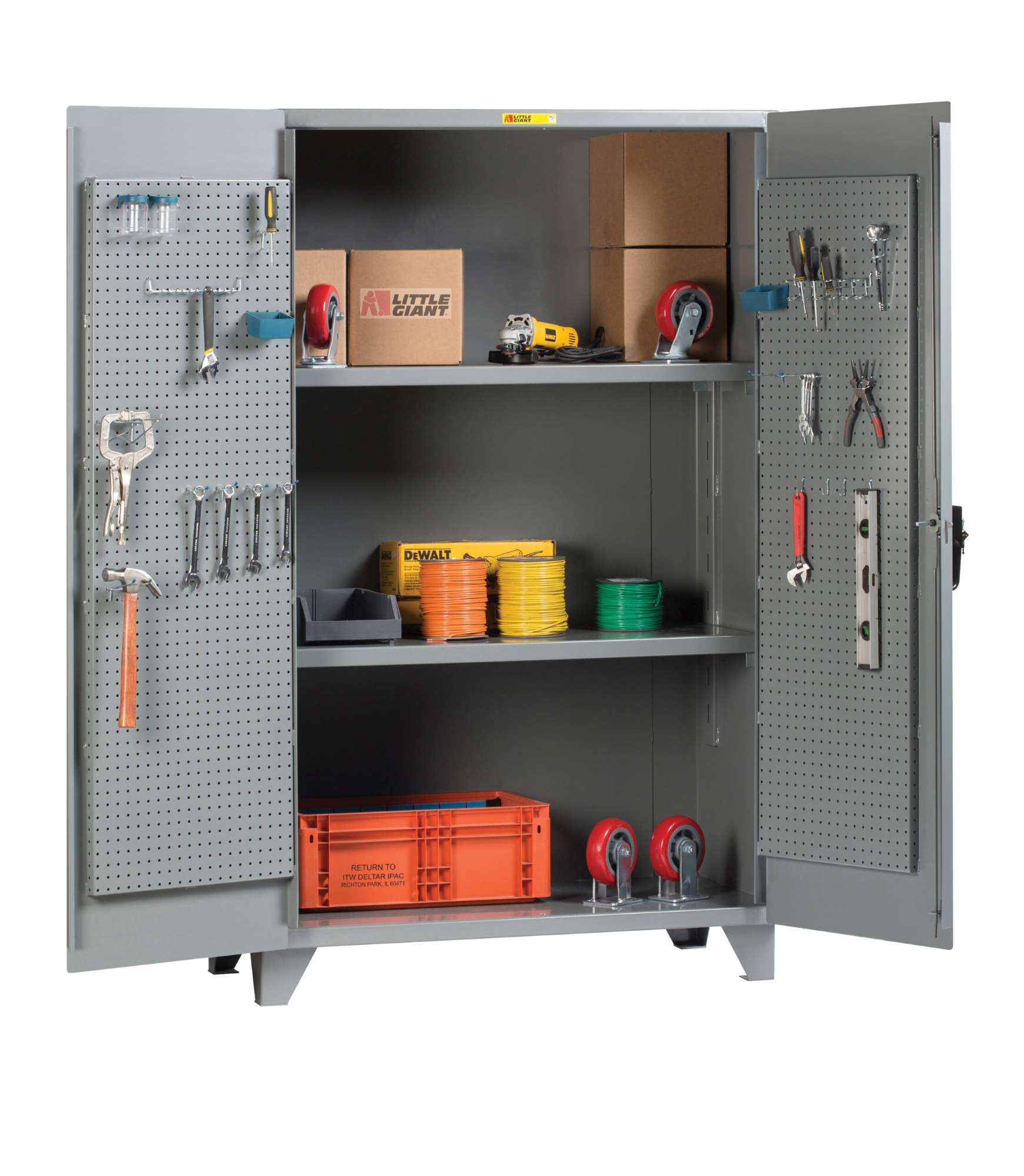 Storage Cabinet with Pegboard Doors